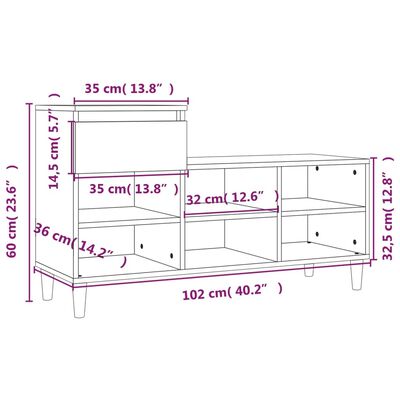 vidaXL Scarpiera Rovere Sonoma 102x36x60 cm in Legno Multistrato