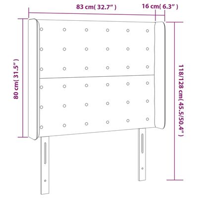 vidaXL Testiera a LED Nera 83x16x118/128 cm in Tessuto