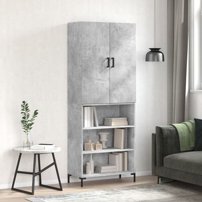 vidaXL Credenza Grigio Cemento 69,5x34x180 cm in Legno Multistrato