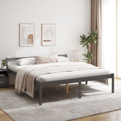 vidaXL Letto per Anziani Grigio 200x200 cm in Legno Massello di Pino