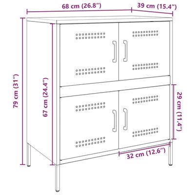 vidaXL Credenza Rosa 68x39x79 cm in Acciaio