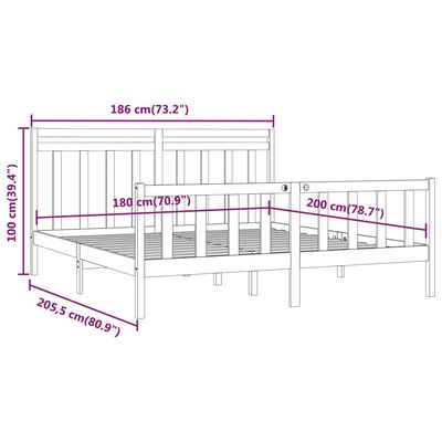 vidaXL Giroletto Bianco in Legno Massello 180x200 cm Super King