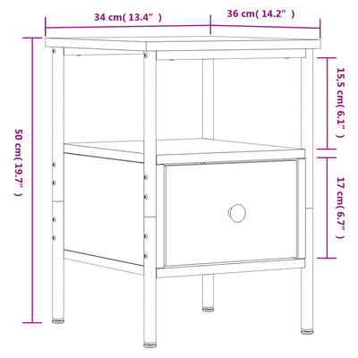 vidaXL Comodini 2pz Rovere Sonoma 34x36x50 cm in Legno Multistrato