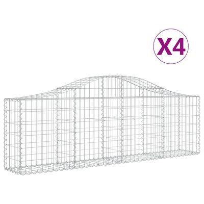 vidaXL Cesti Gabbioni ad Arco 4 pz 200x30x60/80 cm Ferro Zincato