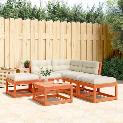 vidaXL Set Divani Giardino 5pz con Cuscini Marrone Cera Massello Pino