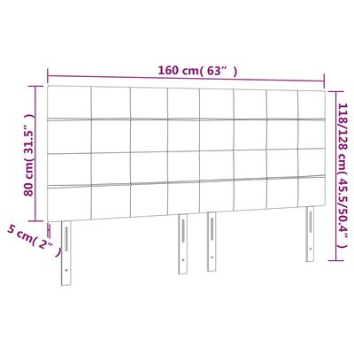 vidaXL Testiera a LED Blu Scuro 160x5x118/128 cm in Velluto