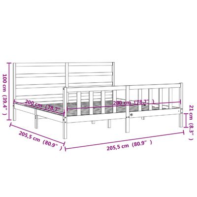 vidaXL Giroletto con Testiera ambra 200x200 cm in Legno Massello