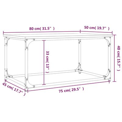 vidaXL Tavolino Rovere Marrone 80x50x40cm in Legno Multistrato e Ferro