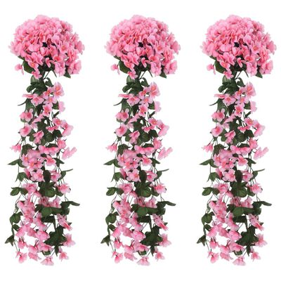 vidaXL Ghirlande Fiori Artificiali Natale 3 pz Rosa 85 cm