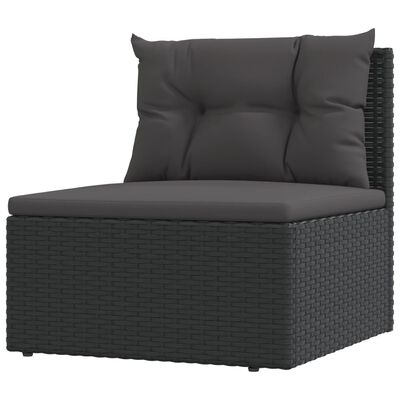 vidaXL Set Salotto da Giardino con Cuscini 9pz Nero in Polyrattan