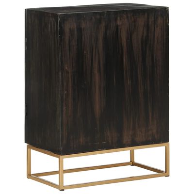 vidaXL Credenza Nera 55x34x75 cm in Legno Massello di Mango e Ferro