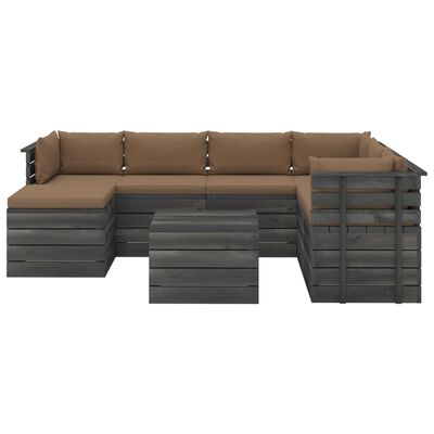 vidaXL Set Divani da Giardino su Pallet 8 pz con Cuscini Massello Pino