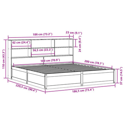 vidaXL Giroletto senza Materasso Bianco 180x200 cm Legno Massello Pino