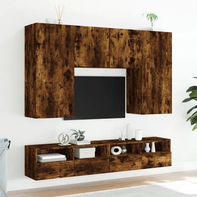 vidaXL Mobile TV a Parete Rovere Fumo 80x30x30 cm in Legno Multistrato