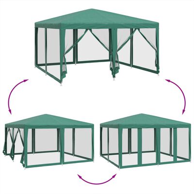 vidaXL Tenda per Feste con 8 Pareti Laterali in Rete Verde 4x4 m HDPE