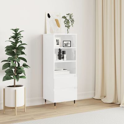 vidaXL Credenza Bianco Lucido 40x36x110 cm in Legno Multistrato