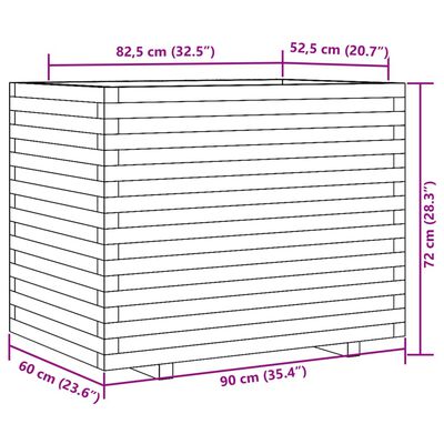 vidaXL Fioriera da Giardino 90x60x72 cm in Legno di Pino Impregnato