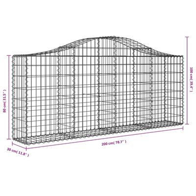 vidaXL Cesti Gabbioni ad Arco 40 pz 200x30x80/100 cm Ferro Zincato