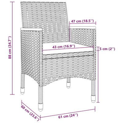 vidaXL Set da Pranzo per Giardino 7 pz con Cuscini Polyrattan e Vetro