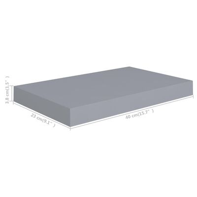 vidaXL Scaffali a Parete 4 pz Grigi 40x23x3,8 cm in MDF