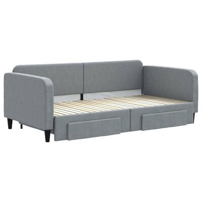 vidaXL Divano Letto Estraibile Cassetti Grigio Chiaro 100x200 Tessuto