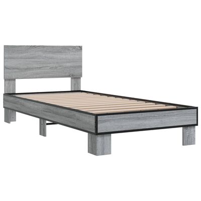 vidaXL Giroletto Grigio Sonoma 100x200 cm Legno Multistrato e Metallo