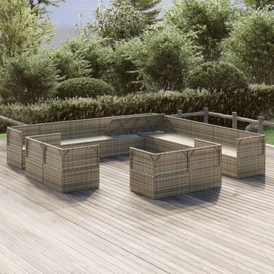 vidaXL Set Divani da Giardino 13 pz con Cuscini in Polyrattan Grigio