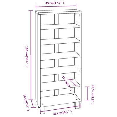 vidaXL Mobile CD HAMAR Miele 45x18x100cm in Legno Massello di Pino