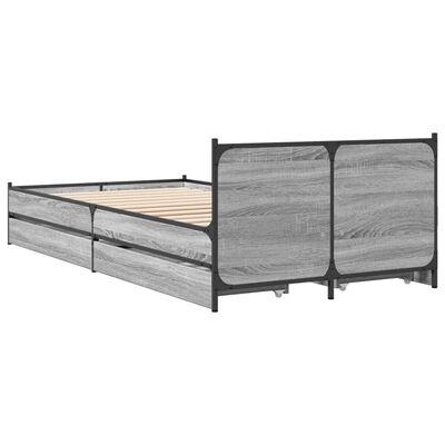 vidaXL Giroletto Cassetti Grigio Sonoma 75x190 cm Legno Multistrato