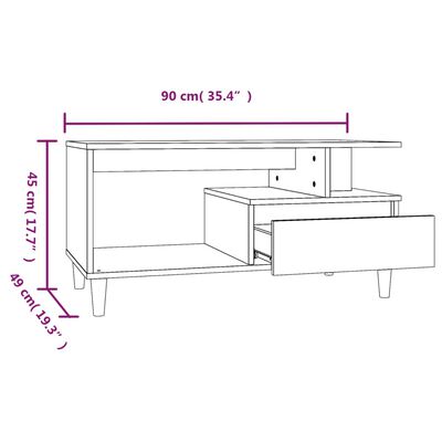 vidaXL Tavolino Salotto Rovere Marrone 90x49x45 cm Legno Multistrato