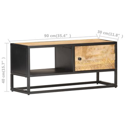 vidaXL Mobile Porta TV con Anta Intagliata 90x30x40 cm in Mango Grezzo