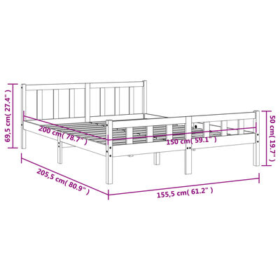 vidaXL Letto senza Materasso Marrone Cera 150x200 cm in Legno di Pino