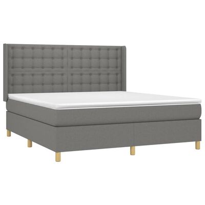 vidaXL Letto a Molle Materasso e LED Grigio Scuro 180x200cm in Tessuto