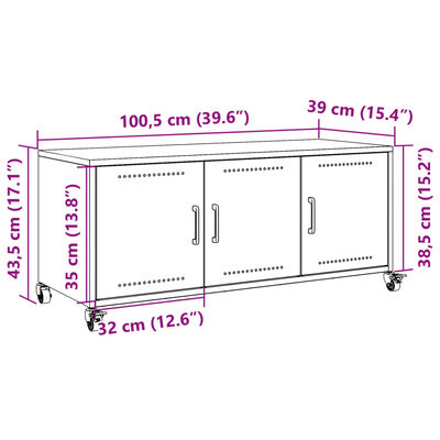 vidaXL Mobile TV Verde Oliva 100,5x39x43,5 cm in Acciaio