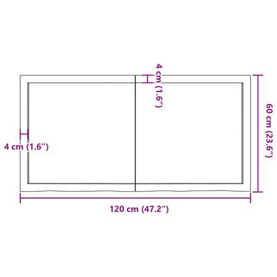 vidaXL Piano Tavolo Marrone 120x60x(2-4) cm Massello Rovere Trattato