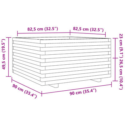 vidaXL Fioriera da Giardino 90x90x49,5 cm in Legno di Pino Impregnato