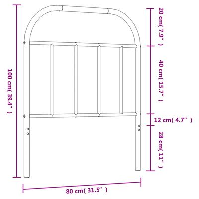 vidaXL Testiera in Metallo Nero 75 cm