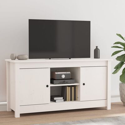 vidaXL Mobile Porta TV Bianco 103x36,5x52 cm in Legno Massello di Pino