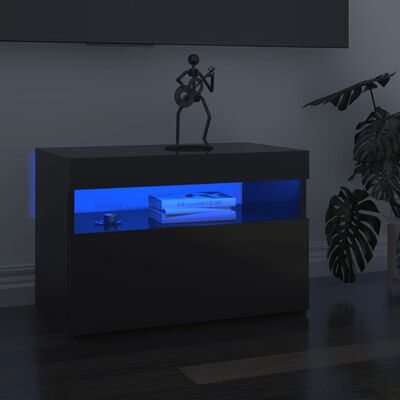 vidaXL Comodini con Luci LED 2 pz Grigio Lucido 60x35x40 cm