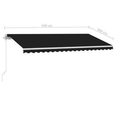 vidaXL Tenda da Sole Retrattile Manuale con LED 450x300 cm Antracite