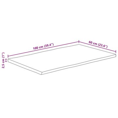 vidaXL Piano Tavolo 100x60x2,5 cm Bordi Vivi in Legno Massello Mango