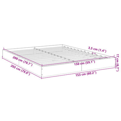 vidaXL Giroletto senza Materasso Rovere Fumo 150x200 cm in Truciolato