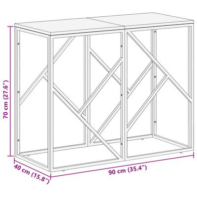 vidaXL Tavolo Consolle Argento Acciaio Inox e Traverse Legno Massello