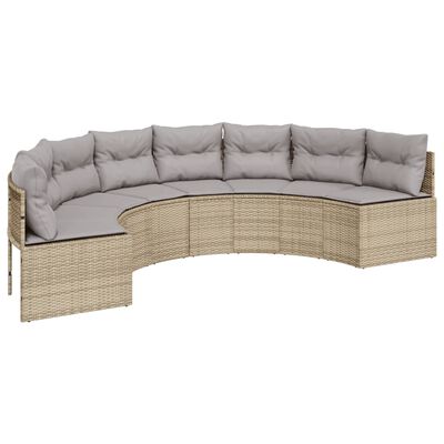 vidaXL Set Divani da Giardino Semicircolare 2 pz in Polyrattan Beige