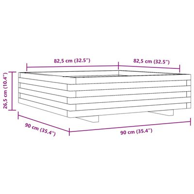 vidaXL Fioriera da Giardino 90x90x26,5 cm in Legno Massello di Pino