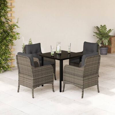 vidaXL Set da Pranzo da Giardino 5 pz con Cuscini in Polyrattan Grigio