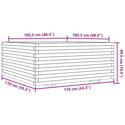 vidaXL Fioriera da Giardino 110x110x49,5 cm Legno di Pino Impregnato