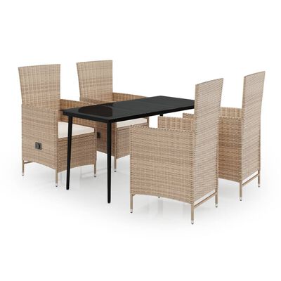 vidaXL Set da Pranzo da Giardino 5 pz con Cuscini Beige