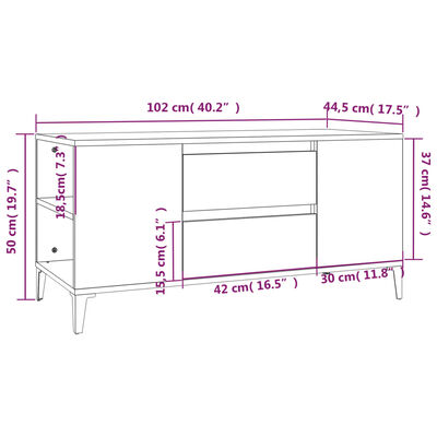 vidaXL Mobile Porta TV Rovere Fumo 102x44,5x50 cm in Legno Multistrato