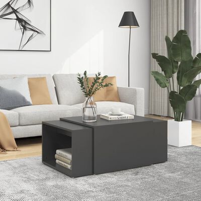 vidaXL Set Tavolini Incastro Grigio 3pz 60x60x38 cm Legno Multistrato